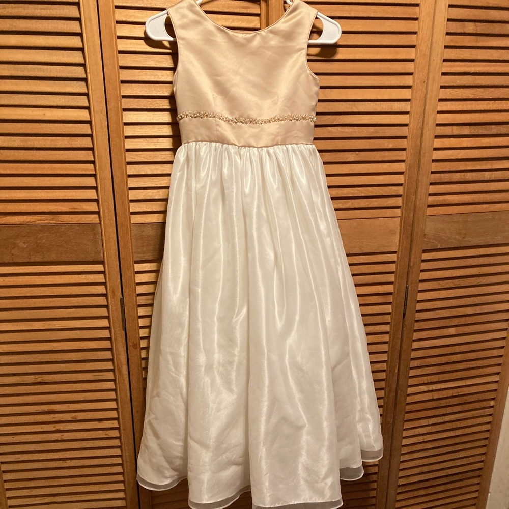 Little Maiden Tan and White Formal Gown